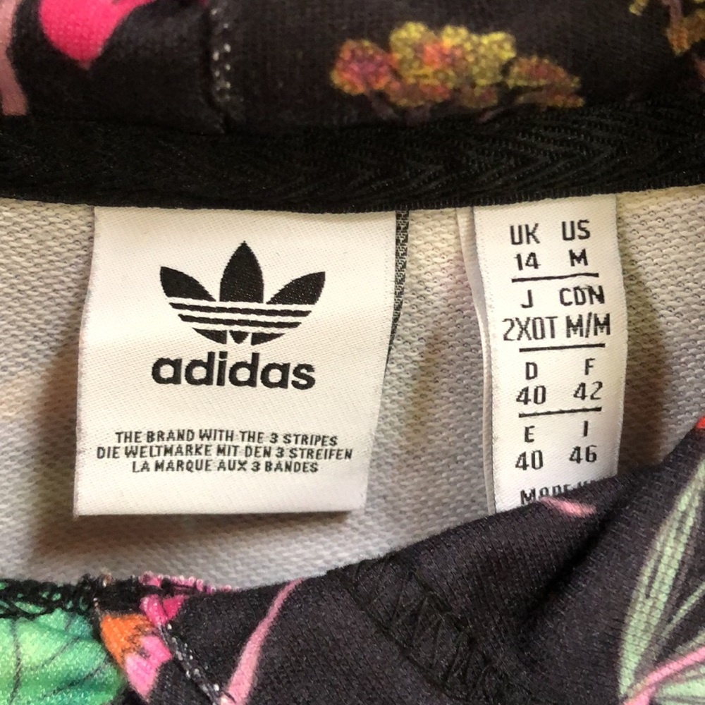 Adidas Poisonous Garden Flower Cropped Hoodie Sweatshirt Gym Workout Outfit M - Picture 6 of 12
